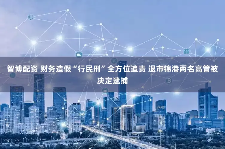 智博配资 财务造假“行民刑”全方位追责 退市锦港两名高管被决定逮捕