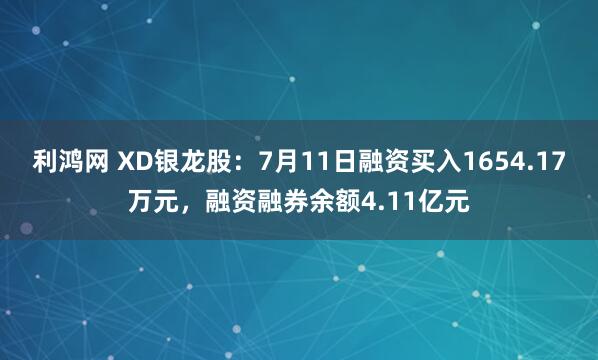 利鸿网 XD银龙股：7月11日融资买入1654.17万元，融资融券余额4.11亿元